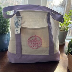Trader Joe's Lavender Canvas Tote Bag